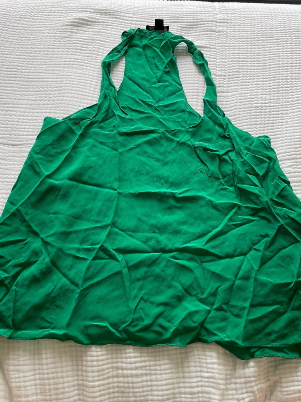 100% Silk Emerald Green Racerback Tank Top